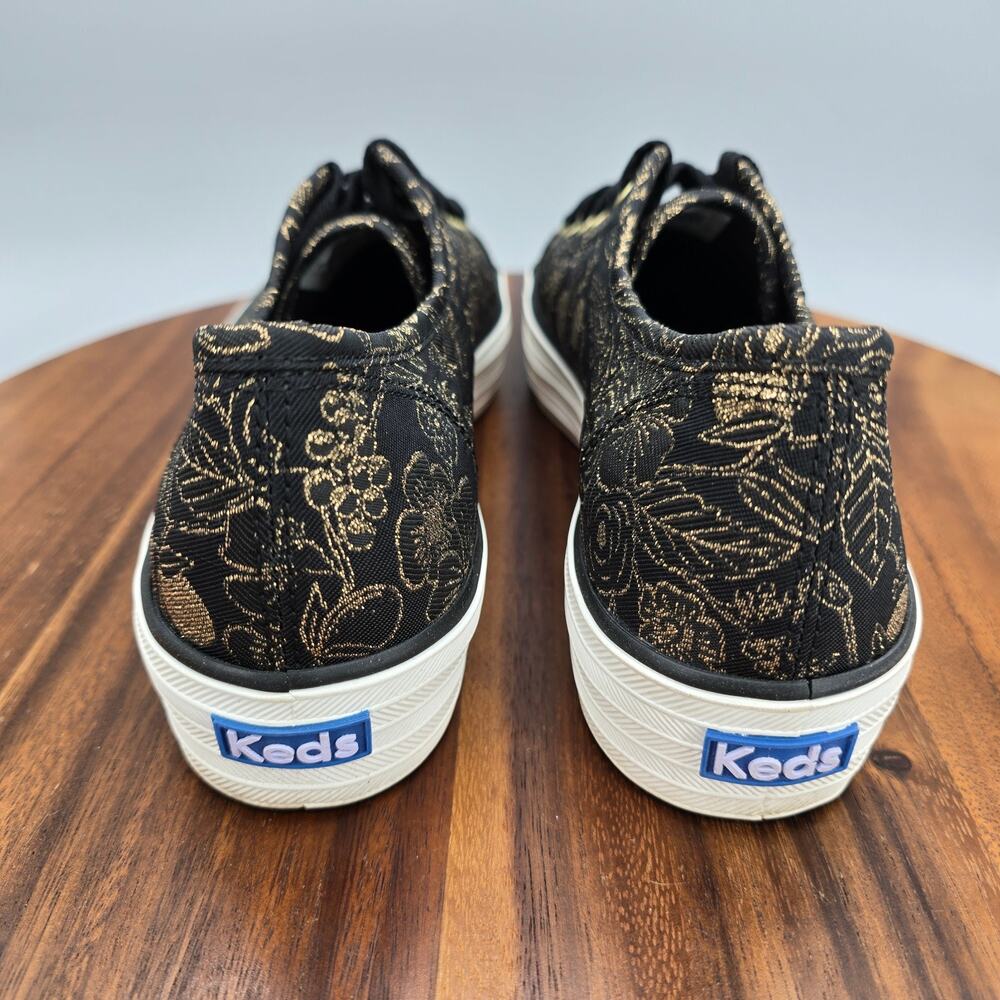 Keds Shoes Womens 9 Black Gold Floral Platform Lace Up Rifle Paper Co Sneakers - Picture 4 of 8